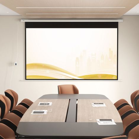 Beamer-Leinwand, 16:9 Format, Fernbedienung, 266 x 149 cm (120 Zoll), Weiß