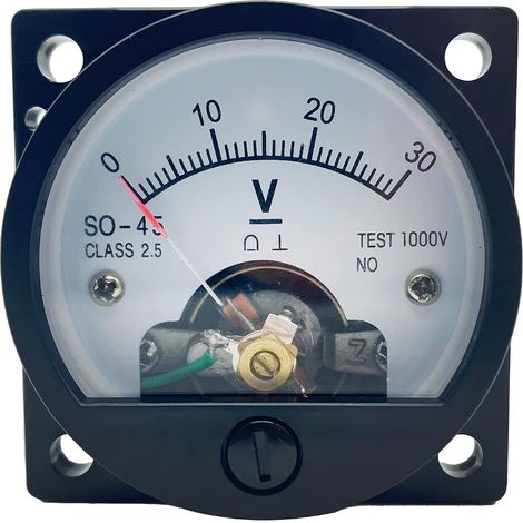 SO-45 Analog-Voltmeter – 1 Stück – Rundes Gehäuse und präzises Zifferblatt – Misst 30 V Gleichspannung und -strom – Für industrielle Schaltschränke – Schwarz (1/5)