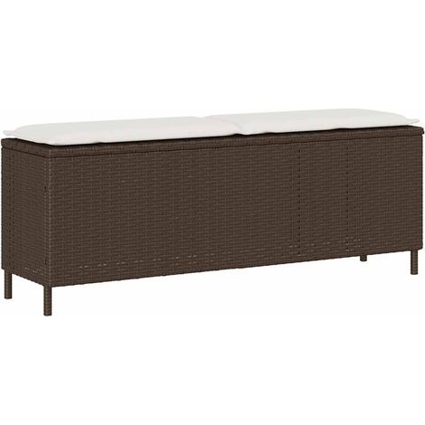 Gartenbank mit Kissen Braun 110x30x40,5 cm Poly Rattan