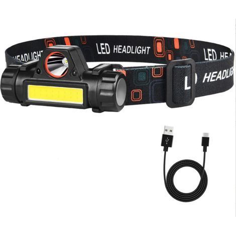 (1 lampe de poche) Lampe frontale LED rechargeable, lumière frontale haute puissance portable avec angle réglable et étanche, spot LED rechargeable, la pêche, la randonnée ou le vélo. (1/5)