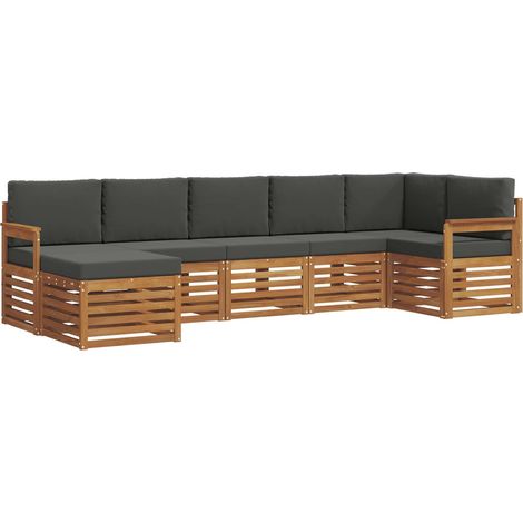 Set divano sezionale con cuscino 7 pcs Naturale e Antracite vidaXL