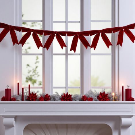 1.8m Luxury Velvet Red Bow Garland (1/2)