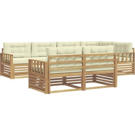 Outdoor-Sofagarnitur 7 stk. Weiß und Creme Polyester vidaXL (1/5)