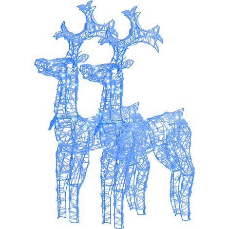 Rennes de Noël Lumineux Décoration Intérieur et Extérieur LED Acrylique Bleu Lot de 2 (1/5)