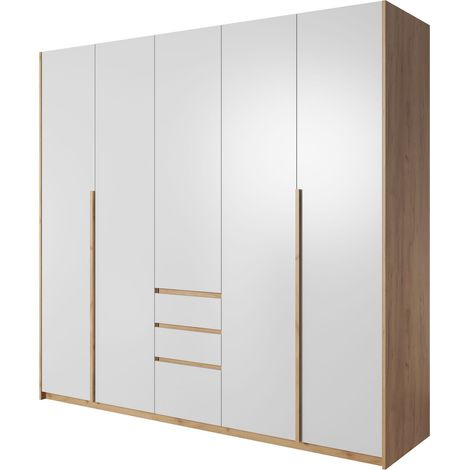 Armadio, bianco + rovere dorato, 225 x 213,5 x 60 cm