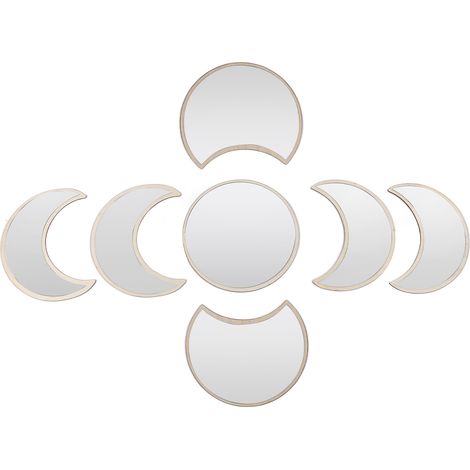 7-teiliges Mond-Wanddekor-Set mit Aufklebern für Schlafzimmer und Badezimmer, silberfarben (1/5)