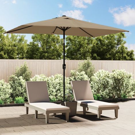 Parasol avec mât, Parasol pour Balcon Jardin Plage Terrasse, en métal 300 x 200 cm Taupe OIB8359E (1/5)