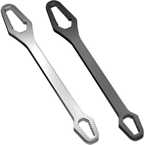 Clé à tête double 3.5mm d'épaisseur 2 pièces – Mini clé réglable 3-8/8-17 noire et argent auto-serrante (1/5)