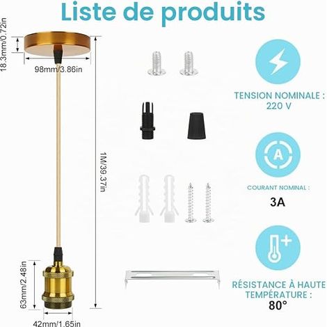 Vintage Metal Pendant Light Holder E27 (1/4)