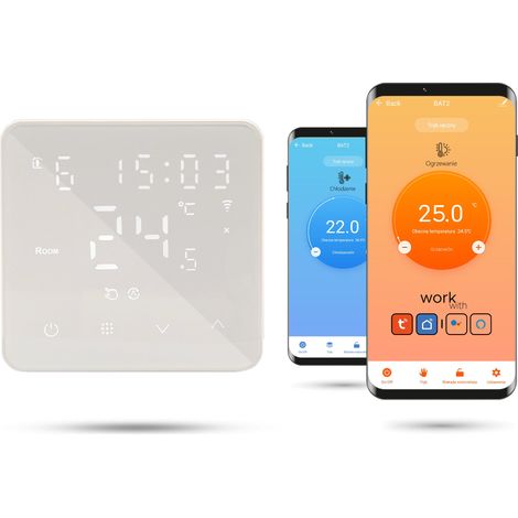Termostato ambiente Zigbee Tuya a batteria BAT2 bianco (1/5)