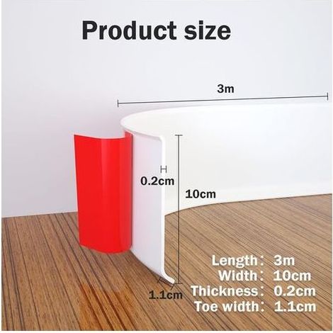 Plinthe Souple Autoadhésive en PVC, Blanc Plinthe Plinthe Adhesive 3.0M x 10 CM, Bande décorative flexible, Plinthe Autoadhésive Profilés de Transition de Sol pour Cuisines, Salles de Bains et Salons (1/5)