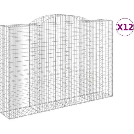 Maison Exclusive - Paniers à gabions arqués 12 pcs 300x50x200/220 cm Fer galvanisé