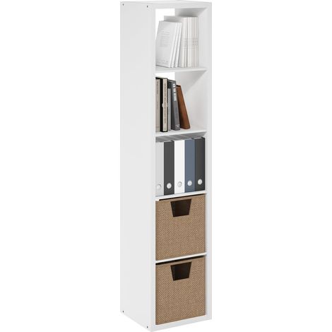 Étagère, Bibliothèque Verticale À 5 Cubes avec Structure Épaisse, Réversible Horizontalement Et Verticalement, Dos Ouvert, Idéale pour Le Salon, La Chambre Ou Le Bureau, Blanche. (1/5)