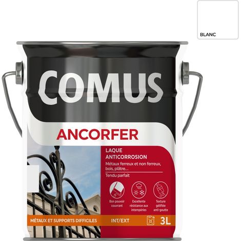 ANCORFER BRILLANT 3L Blanc sécurité - Peinture-laque antirouille pour métaux et autres supports - COMUS (1/3)