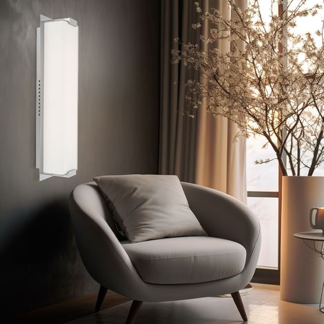 Lampada da parete in vetro satinato applique a LED lampada da corridoio soggiorno luce cromata, 9W 700lm bianco caldo, LxH 43x11 cm