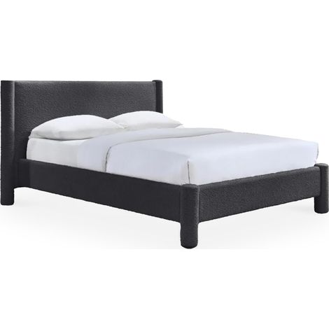 ALINA - Lit double effet peau de mouton anthracite 160x200 cm (1/3)