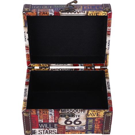 Boîte de rangement en bois de style européen, coffret à bijoux vintage, présentoir/organisateur 2208A-05-66 Highway (1/5)