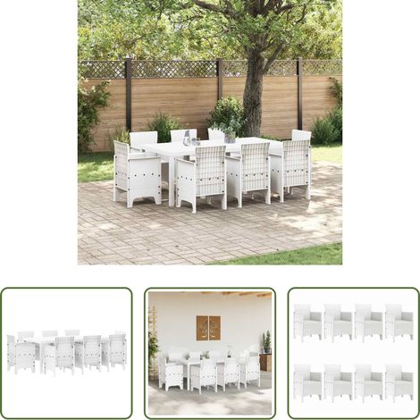 Garten Tisch - Garten Essgruppe 9 pcs Weiß Polypropylen (1/5)