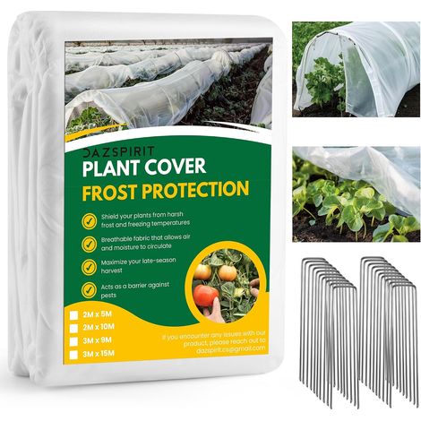 Winter Veil 35 g/m², 2 x 10 m Winter Plant Cover with 20 Pegs, Non-woven Fabric for Winter Protection, Against the Cold, Insects and Birds (1/5)
