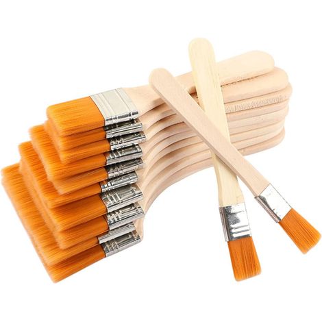 12-teiliges Künstler-Flachpinsel-Set, Wandpinsel, Malerpinsel mit Holzgriffen, Flachpinsel, für DIY-Wandmalerei, Lack, Beize, Kleber, Gesso