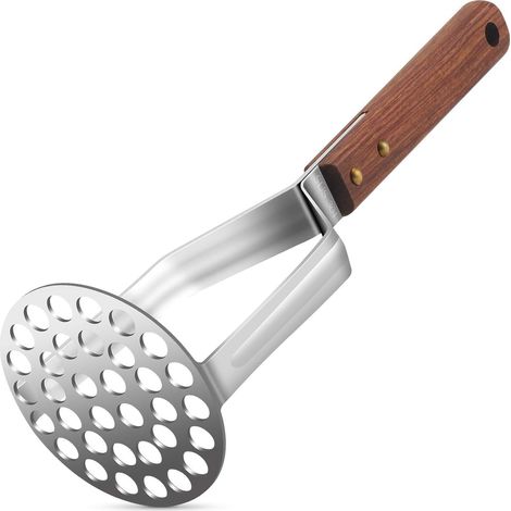 Écrase-Pommes de Terre - Plaque Ovale Perforée en Acier Inoxydable 304 - Poignée en Bois Antidérapante - Pour Cuisine Domestique - 1 Pièce (1/5)