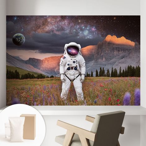 Papier peint intissé décoratif pour chambre et salon Design moderne à poser facilement - Colle incluse gratuite Paysage cosmique 104x70 cm (1/5)