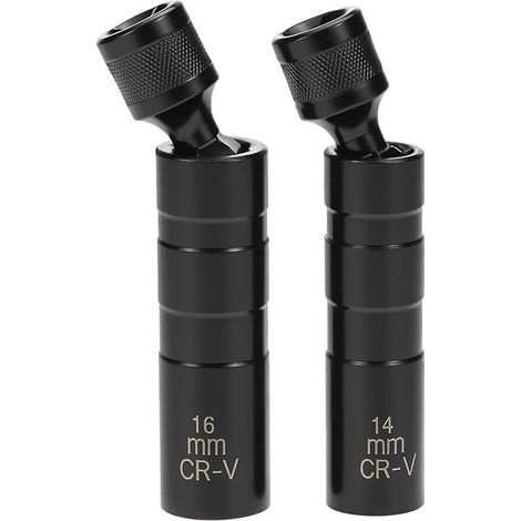Set of 2 Magnetic Spark Plug Sockets, 3/8" 12 Point Spark Plug Removal Tool (14mm & 16mm), Black (1/5)
