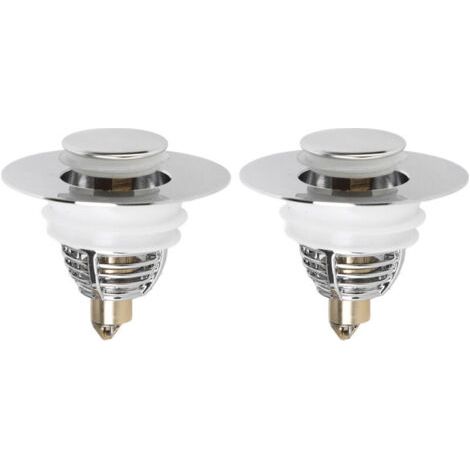 Pair Lot de 2 bouchons de bonde pop-up pour lavabo – ABS chromé avec noyau en laiton – Anti-odeur (2 pcs) (1/5)