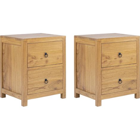 Comodino 2 cassetti Legno di Mindi Naturale  - Lotto di 2 - PILABO (1/5)