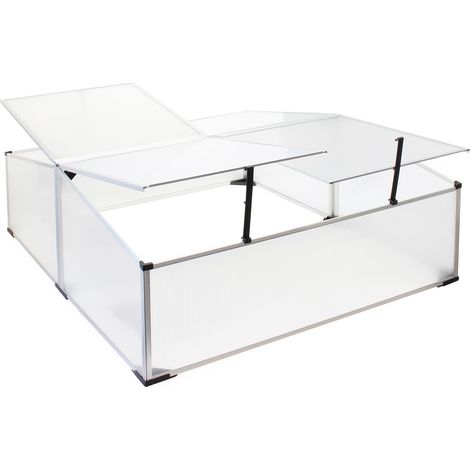 Wiltec Mini serra in policarbonato trasparente e alluminio 100x120x40cm, tetto 4 aperture (1/5)