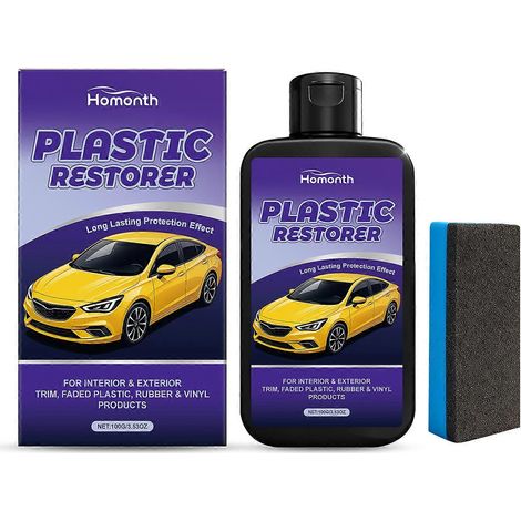 Rénovateur et protecteur pour plastiques extérieurs automobiles. Prévient la décoloration et les craquelures. Pour le nettoyage des voitures. (1/4)