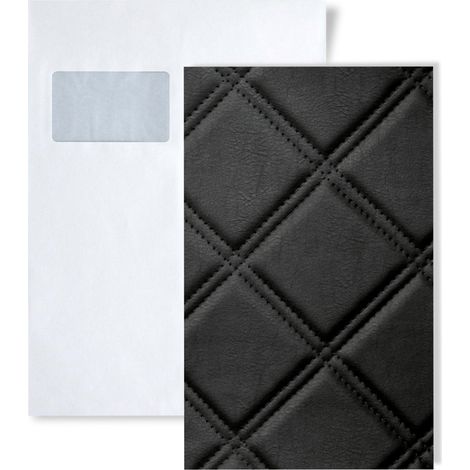 1 SAMPLE PIECE S-15030 WallFace ROMBO 85 NERO Leather Collection Sample of wall panel in DIN A5 size