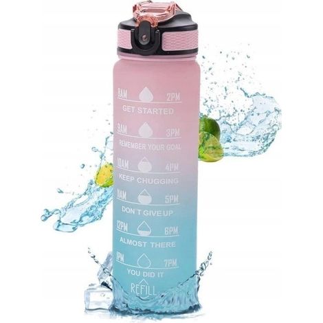 Borraccia Ecarla da 1 litro con sfumature rosa e menta e scala graduata BD14 (1/5)
