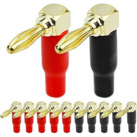 12 Pcs 90 Degree Banana Plugs, 4mm L Shape Gold Plated Pure Copper Banana Connectors for Speaker Cable, Audio/Video Receivers, Amplifiers (1/5)