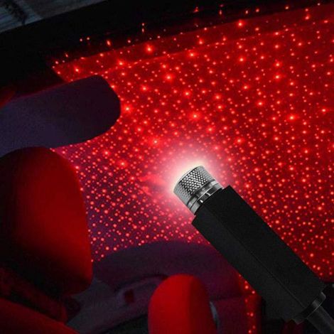 Sternförmige USB-Atmosphären-Auto-Deckenleuchte, romantisches Nachtlicht mit roter Laser-LED