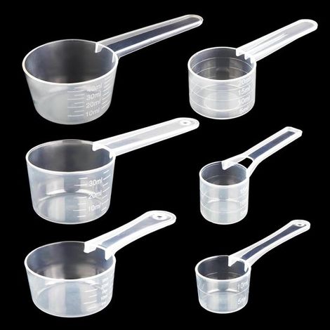 Thijox, Juego de 6 cucharas dosificadoras transparentes, detergente en polvo, proteína en polvo, PP duradero, seguro y resistente a la humedad