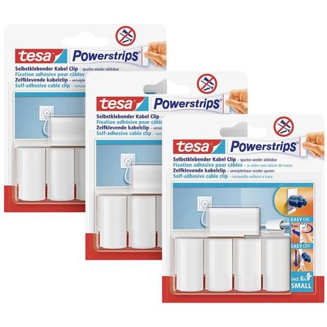 Tesa Powerstrips Clips para cables blanco paquete de 15