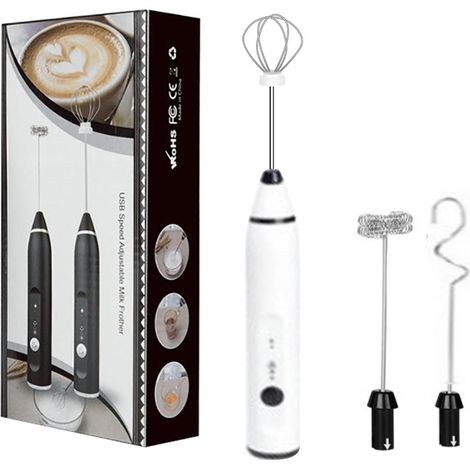Mousseur à Lait USB Rechargeable, Mélangeur Électrique Portable pour Cappuccino, Matcha et Chocolat Chaud (1/5)