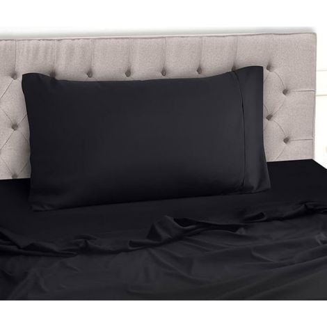 Bedding Lit 90x190 Draps Lit 1 Personne EnsembDraps 3 Pièces Noir 90x190 cm  1 Taie d'oreiller 50x75 cm (1/5)