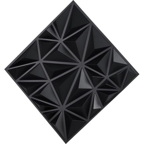 Panneaux Muraux 3D PVC, 33 Pièces 30x30 cm, Diamant Moderne Mat Noir, Décoration Intérieure pour Salon, Chambre, Plafond, Couverture 2,97 m² (1/5)