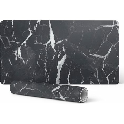Protector de vinilo para lugar de trabajo con dise帽o de l铆neas de m谩rmol, 100x50 cm.