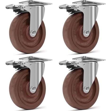 125mm Roulette Charge Lourde Résistant à La Chaleur, Capacité de Charge 1000kg, Résistante -20°C à +250°C, Roulette Avec Frein Adaptée aux Ateliers de Fonderie et de Soudure,Lot de 4 (1/5)