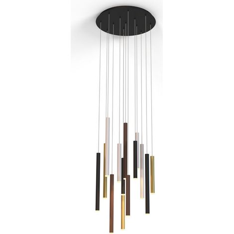 Inspired Mantra Cala Lámpara colgante redonda de 14 luces, LED de 84 W, 3000 K, 5880 lm, blanco arena/negro arena/dorado/marrón óxido, 3 años de garantía (1/4)