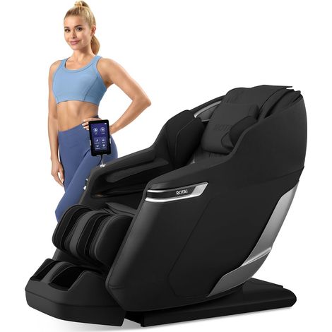 Fauteuil Massage 4D Rail SL Zéro Gravité, Chaise massante chauffante, shiatsu Mollets Pieds, Enceinte Bluetooth, Fauteuil Relax électrique Domicile Noir (1/5)