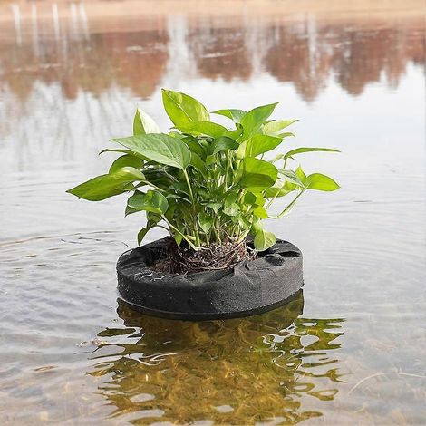 Lot de deux pots de fleurs flottants pour bassin, fabriqués en tissu tissé, adaptés à la culture hydroponique et aux jeux d'eau flottants. (1/5)