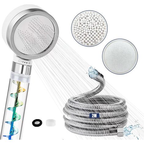 Dusche mit 2 m Schlauch, wassersparender und Hochdruck-Duschkopf, Duschfilter mit Stopp-Taste, universeller Badezimmer-Duschkopf, verstellbarer Duschkopf (1/5)