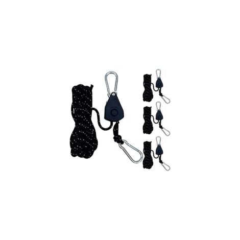 Bardusch-Lot de 4 haubans réfléchissants de 4 m - 4 mm - Tendeur léger - Réglable - Pour extérieur, tente, tente, camping, voile d'ombrage - Corde à linge (noir)