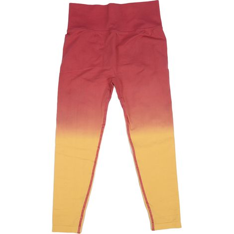 Legging taille haute femme taille L, effet lifting fessier, dégradé jaune rose, tissu sèche-rapide, pantalon de sport ajusté (1/5)