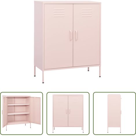 Armoire latérale - Armoire de rangement Rose 80x35x101,5 cm Acier (1/5)