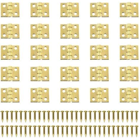 100 Stück Mini-Scharniere, Retro-Scharniere, Verbindungsstücke, Messingscharniere, kleine Scharniere, Metall-Miniaturscharniere mit Schrauben, Schranktür, Schublade, Kommode (1/5)